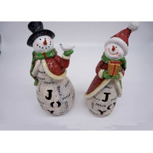 Colorful Polyresin Crafts Christmas Snowman LED Lamp On JOY Hollow Figurines