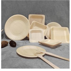 Square Wooden Biodegradable Disposable Tableware Compostable For Wedding