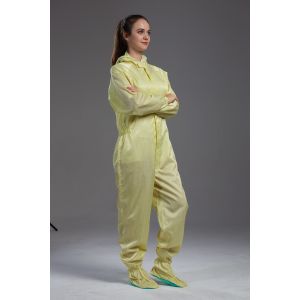 Food Processing Garment Resuable straight open zipper hooded coverall with socks