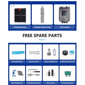 Complete borehole high performance pumping system deep well solar water pump for
