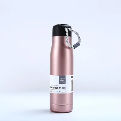Cheap Eco Friendly Stainless Steel Water Bottle with Strap Lid Triple Layered Vacuum Insulated and Reusable for Direct Drinking for sale