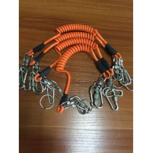 China Plastic retention rope chain w/security heavy duty hooks &black rubber sleeves on sale