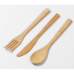 China Disposable Bamboo Knife Fork Spoon Cutlery Sets For Western Steak Exporting on sale