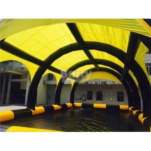 Customized Yellow PVC Tarpaulin Inflatable Tent With Pool , Inflatable Shelter