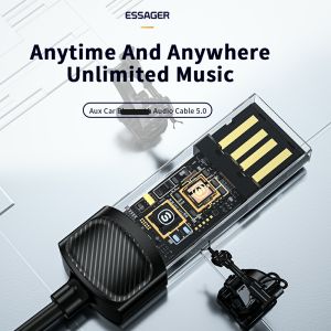 Aux Bluetooth Audio Receiver with 3.5mm Audio Cable 3.5mm Aux Audio Converter 3