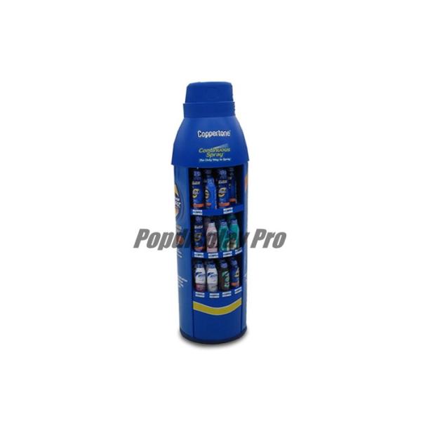 Unique Bottle Shaped Retail Cardboard POP Displays , Blue Cardboard Retail