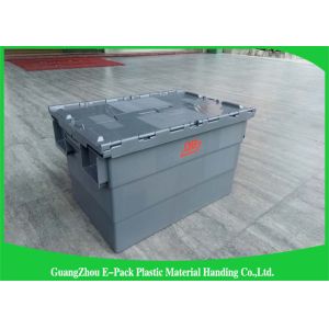 China Customzied Plastic Moving Boxes For Warehouse , Attached Lid Totes on sale