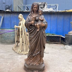 China Bronze Mother Mary Statue Christian Statues Religious Virgin Sculpture Life Size Metal Crafts Church Home Decor Handmade on sale