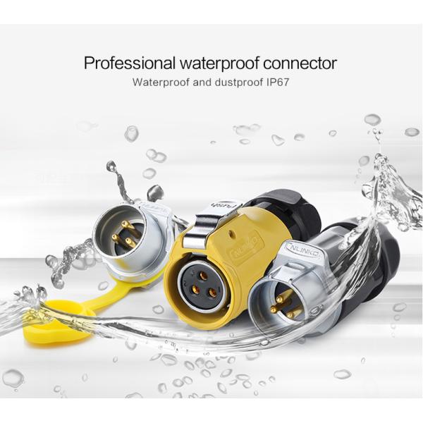 Cnlinko LP20 DC AC IP68 3 Pin Inline Screw Power Cable Electric Waterproof Circular Connectors