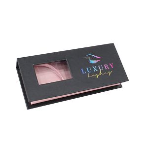 Custom Black Folding Recycled Paper Gift Boxes , Luxury Paper Box With Window