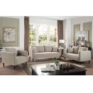 3 Piece Sofa set with Pillows, Light Gray Chenille