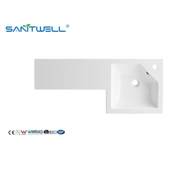 Quality Right Hand SWBG900R New Design Stone Resin Basins Glossy White Solid Surface Easy Clean Cabinet Basins wholesale