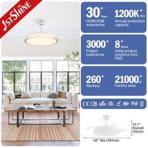 DC Motor LED Ceiling Fan with Color Blend Lampshade and Remote Control by