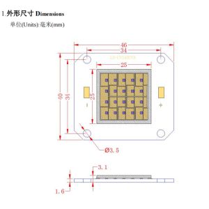 395nm 40000-50000mW 4046 UV LED Chips 100w With 10S4P Circuit
