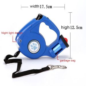 Pet Leash LED Flashlight Retractable Design Garbage Universal Cleaning poop bag
