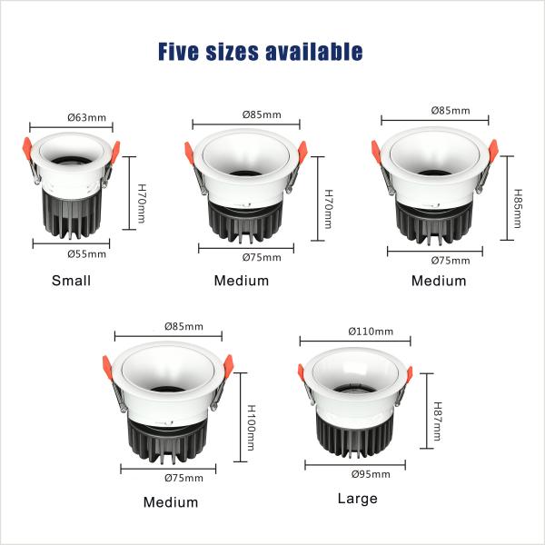 COB Ceiling Recessed LED Downlights 12W 85-265VAC SAA Approved