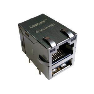 Cheap Stacked RJ45 USB Jack LPJE306AGNL for sale