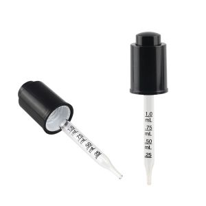 Matte Black Plastic Cosmetic Dropper 20/410 Press Type Glass Graduated Pipette