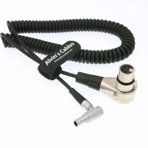Coiled Twist Camera Power Cable Monitor Power Cable XLR 4 Pin Female To Right