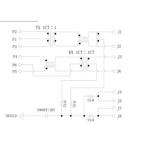 RT1A-364A1R1A , LPJ2026KONL Magnetic RJ45 1x10/100Mbps Latch-up With LED
