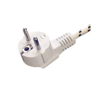 1 8m Braided/Cotton Cable Stripped End VDE Approved European Cee7/7 AC Cord for