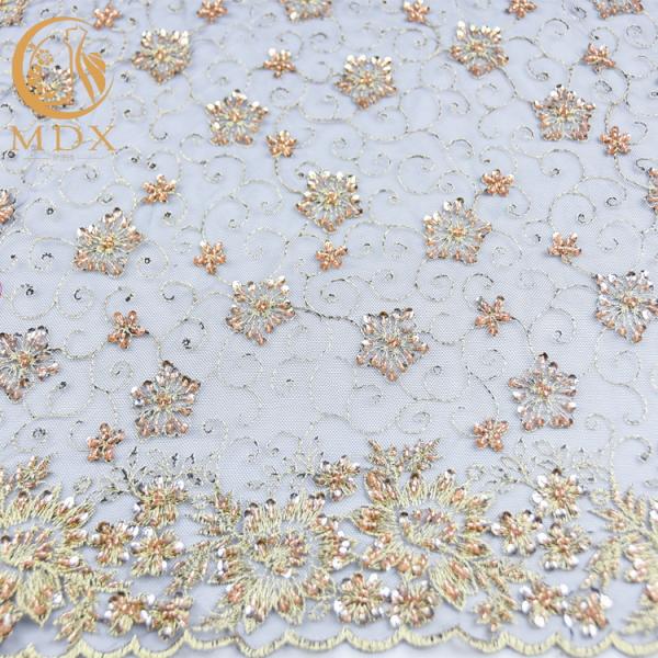 Nigerian Sparkling Sequin Lace Fabric Handmade Sewing Embroidered