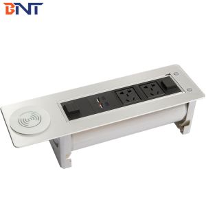 China Electric Rotating Tabletop Hidden Socket 2mm Panel Thickness Supply For High-tier Conference Room on sale