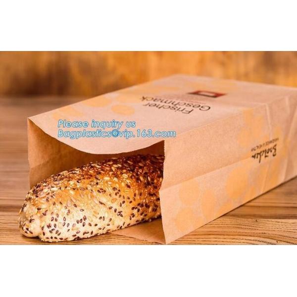 Beautiful printing Food grade package bread takeout Brown Kraft Paper Bag for