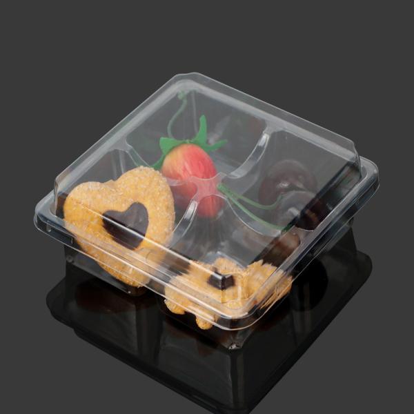 4 Compartment 12*12*5cm Plastic Pastry Packaging