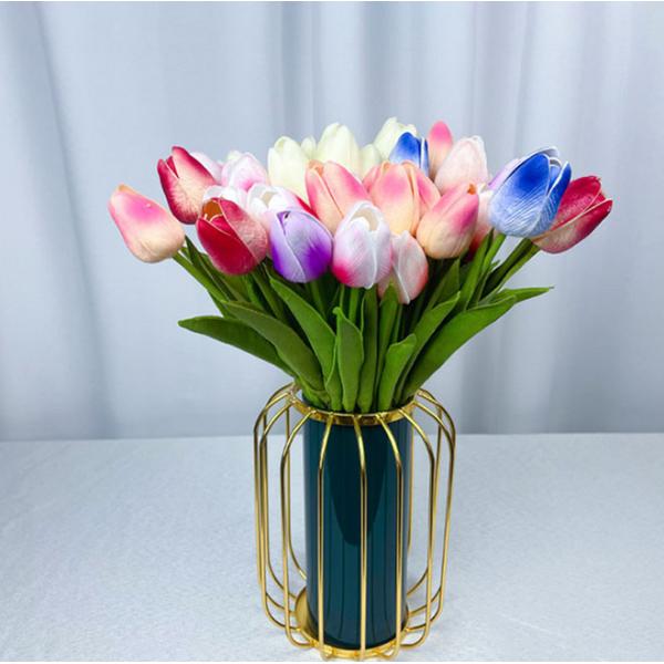 Indoor Faux Single Branch Pvc Soft Feeling Plastic Artificial Real Touch Tulip