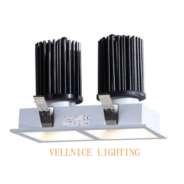 Square Fixed Recessed Ceiling Lights 2 * 15W 3000K 2250 Lumen White Aluminum Cut