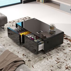 Villia Adjustable Smart Coffee Table with Dual Door Refrigerator and Music