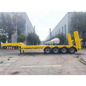 30T-60T 4 Axle Lowboy Trailer Lowboy Semi Truck For Transportation