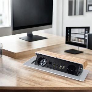 Cheap Embedded Factory Pop up Socket with EU Power Outlet Embedded Tabletop IP44 2 AC Outlets RJ45 Network and HDMI plug for sale