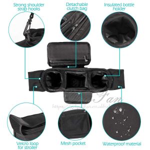 Premium Deep Cup Holders Universal Stroller Organizer
