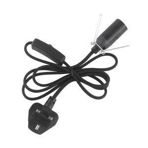 UK 3 Pin Salt Lamp Power Cord with E14 E27 Holder and Switch