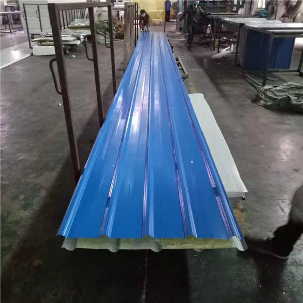 Quality 840-30-0.426mm blue steel up and sliver paper down glass wool sandwich panel wholesale