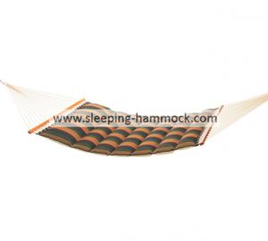 China Weather Resistant Soft Polyester Pillow Top Hammocks With Solid Hardwood Bar Desert Wave on sale