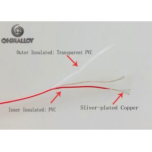 China Ultra thin k thermocouple wire 40 AWG PVC Coated 2 * 7 * 0.08mm IEC Listed on sale