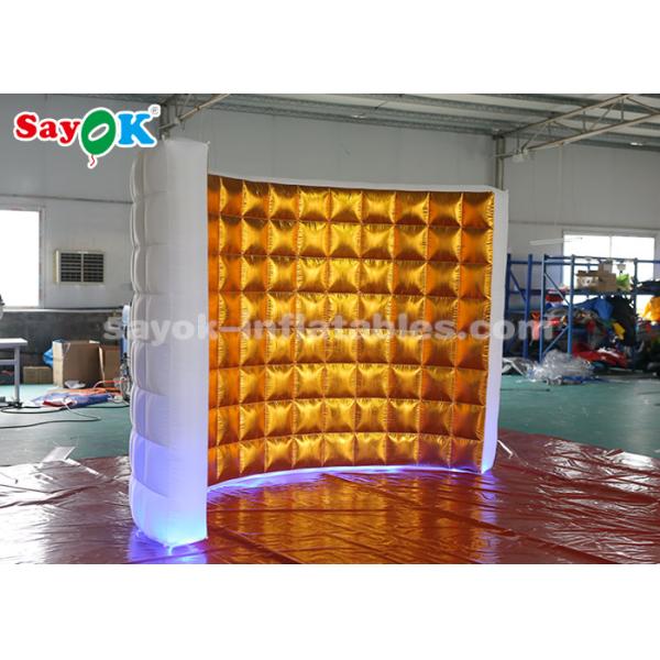 Event Booth Displays Golden Oxford Cloth Inflatable Photo Booth Wall With LED Lights