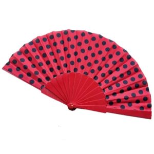 Multicolor Plastic Foldable Hand Fans Customized Logo With Polka Dots Pattern
