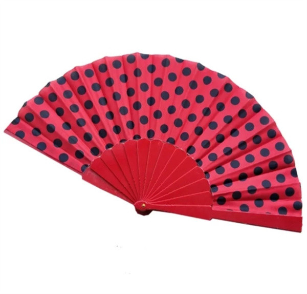 Quality Multicolor Plastic Foldable Hand Fans Customized Logo With Polka Dots Pattern wholesale