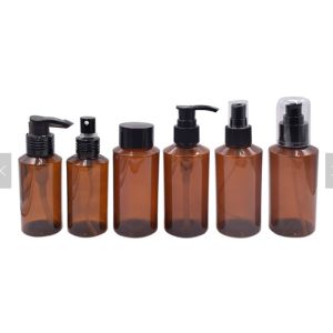 1oz 2oz Sloping Shoulder Amber Color Refillable Plastic Bottle Shower Gel
