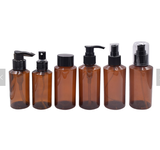 1oz 2oz Sloping Shoulder Amber Color Refillable Plastic Bottle Shower Gel