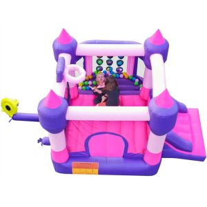 Customized Pink Inflatable Bouncer Castle Jumping House With Slide