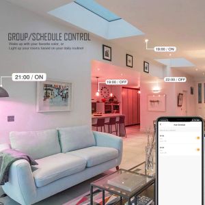 E27 7W Music Activated Wifi Dimmable RGB Light Bulbs With Time Scheduling
