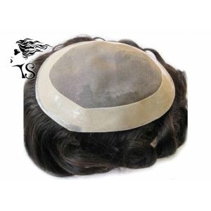 Men's Toupee Hair Pieces With Pu Coated All Around Perimeter And Folded Lace