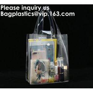 Transparent Makeup Bag Cosmetic Bag Pvc Tote Bag With Clear Handles And Plastic