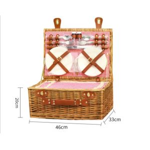 Fabric Linen Wicker Rattan Storage 4 Person Woven Willow Picnic Basket
