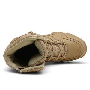 High Quality Leather Combat Tactical Boots Waterproof High Top Black Genuine